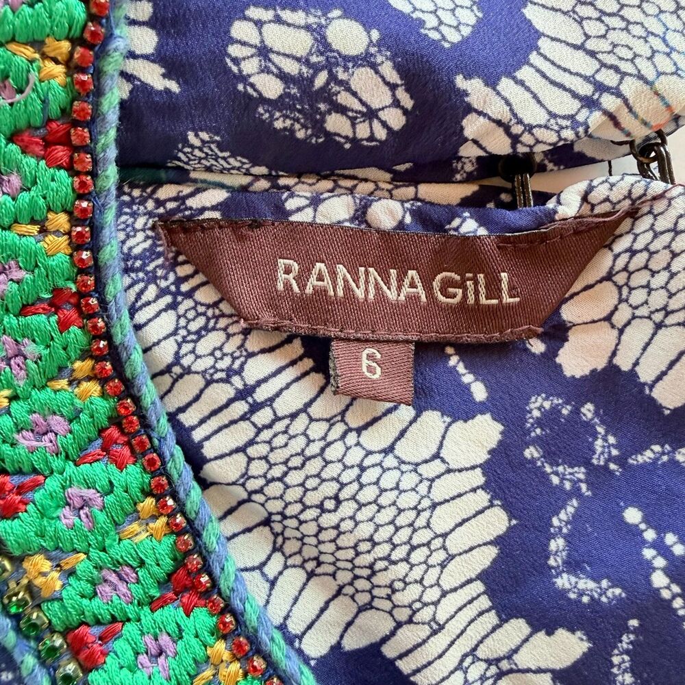 NWOT Anthropologie Ranna Gill Boteh Beaded Halter Maxi Dress Blue Sz 6 M Medium - Picture 7 of 13